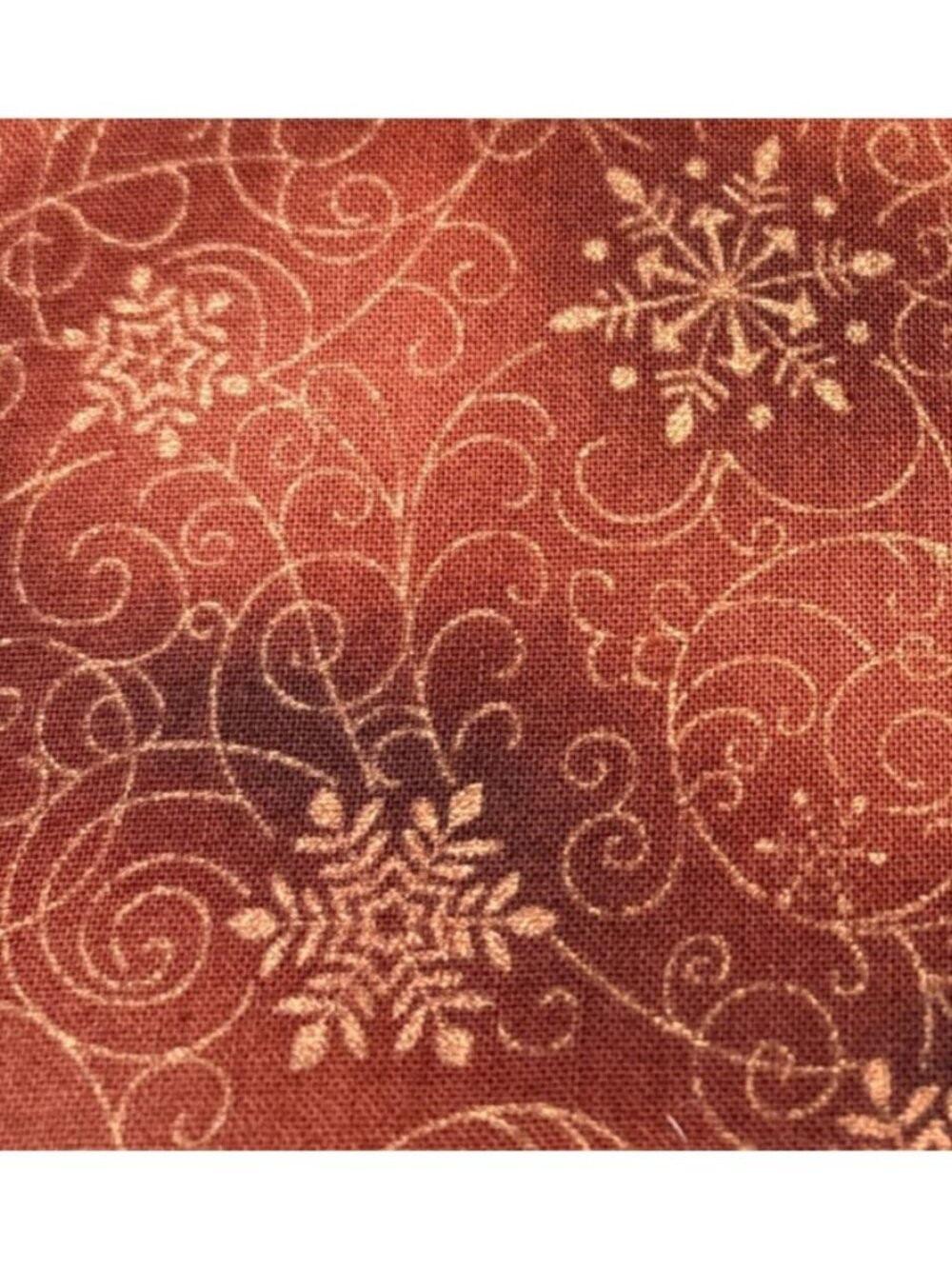 Copper Snowflake Cotton Fabric 13x18" Intricate Winter Swirl Pattern USA Made - Picture 8 of 14